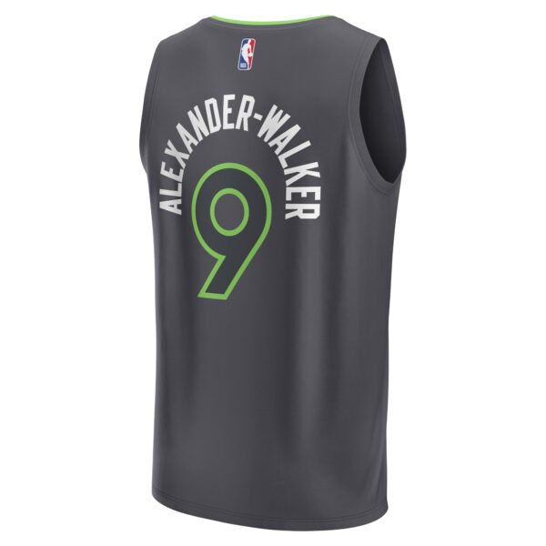 Nickeil Alexander-Walker Minnesota Timberwolves Fanatics Fast Break Replica Player Jersey - Statement Edition - Black - Image 4