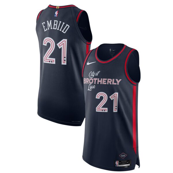 Nike Joel Embiid Philadelphia 76ers  Authentic Jersey - City Edition - Navy - Image 2