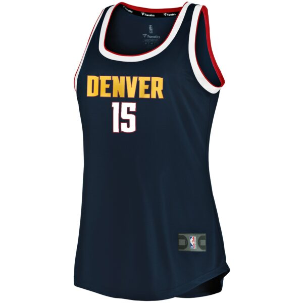 Nikola Jokic Denver Nuggets Fanatics Women's 2019/20 Fast Break Team Tank Jersey - Icon Edition - Navy - Image 3