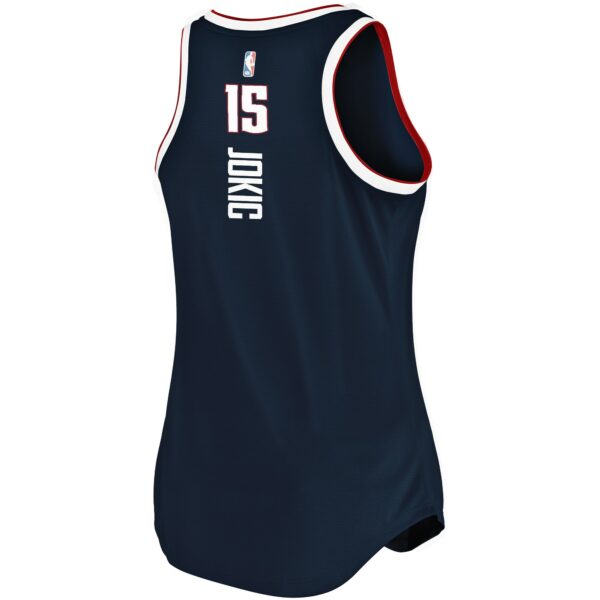 Nikola Jokic Denver Nuggets Fanatics Women's 2019/20 Fast Break Team Tank Jersey - Icon Edition - Navy - Image 4