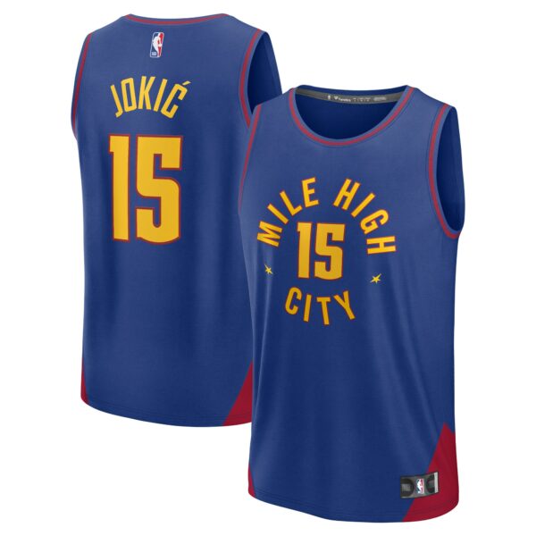 Nikola Jokic Denver Nuggets Fanatics Youth Fast Break Replica Player Jersey - Statement Edition - Blue - Image 2