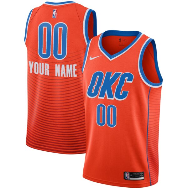 Oklahoma City Thunder Jordan Brand Swingman Custom Jersey - Statement Edition - Orange - Image 2