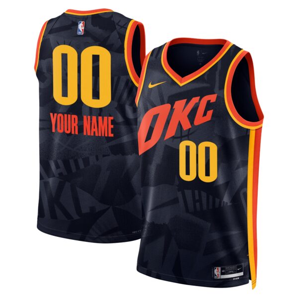 Oklahoma City Thunder Nike Unisex 2023/24 Custom Swingman Jersey - Navy - City Edition - Image 2