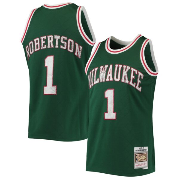 Oscar Robertson Milwaukee Bucks Mitchell & Ness 1996/97 Hardwood Classics NBA 75th Anniversary Diamond Swingman Jersey - Green - Image 2