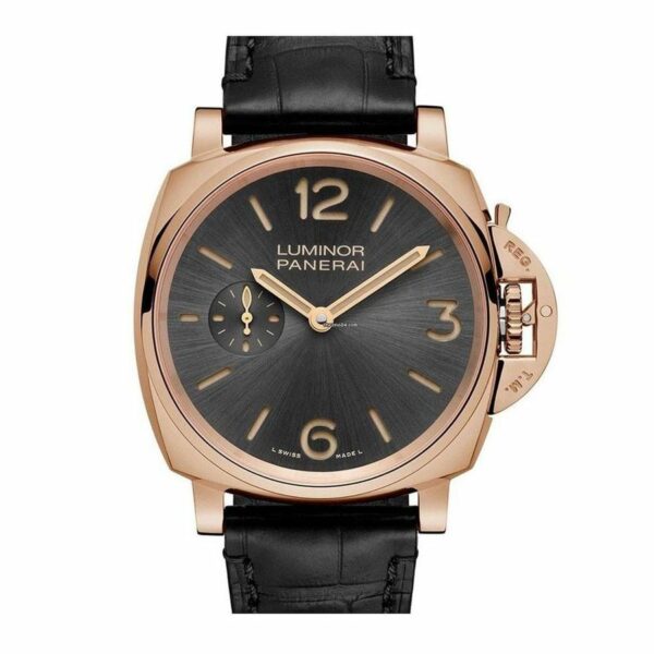 Panerai Luminor Due 3 Days Acciaio PAM677 XF Rose Gold Black Dial P1000 Watch