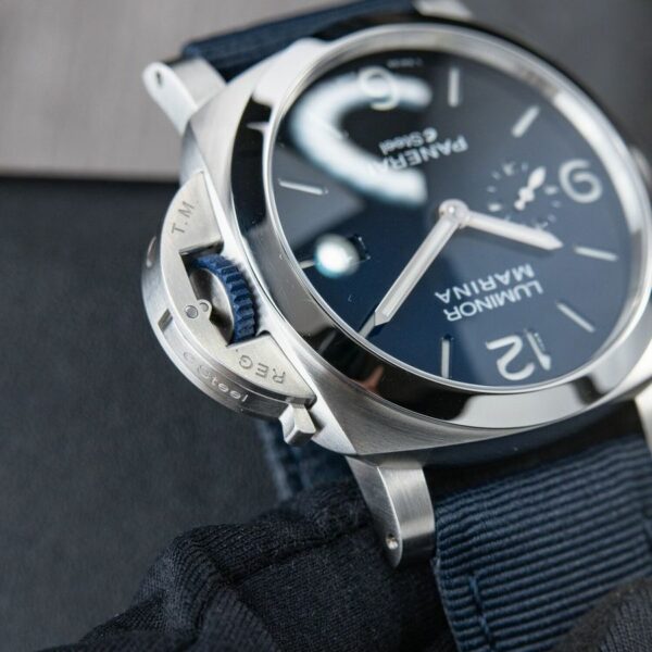 Panerai Luminor Marina PAM1157 W TTF SS Blue Dial Blue Nylon Strap P9010 Watch - Image 6