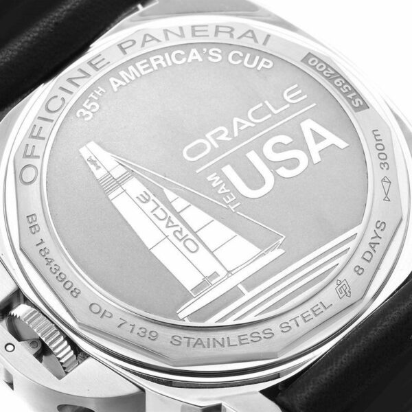 Panerai Luminor PAM724 Oracle Team USA HWF SS Black Dial Black Leather Strap 6497 Watch - Image 5