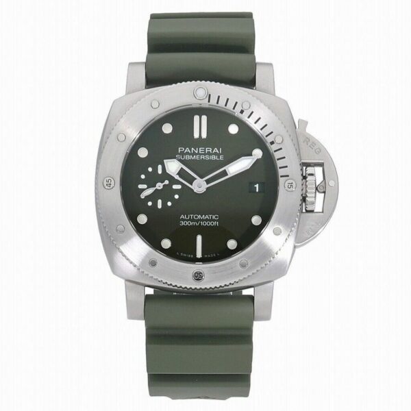 Panerai Luminor Submersible 42mm PAM1055 Verde Militare VSF SS Green Dial P900 Watch - Image 6