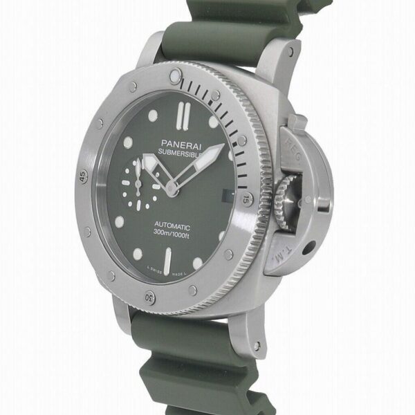 Panerai Luminor Submersible 42mm PAM1055 Verde Militare VSF SS Green Dial P900 Watch - Image 2