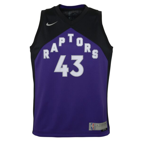 Pascal Siakam Toronto Raptors Nike Youth 2020/21 Swingman Player Jersey Black/Purple - Earned Edition - Image 3