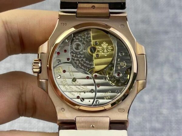 Patek Philippe Nautilus 5712 Moonphase Rose Gold Black Dial Watch - Image 7