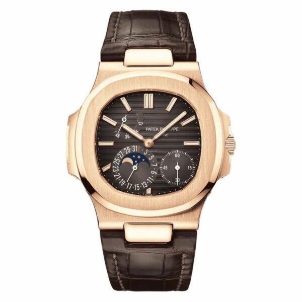 Patek Philippe Nautilus 5712 Moonphase Rose Gold Black Dial Watch