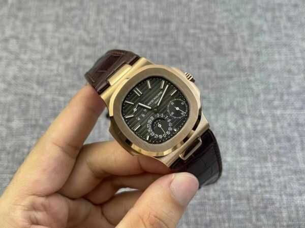 Patek Philippe Nautilus 5712 Moonphase Rose Gold Black Dial Watch - Image 3