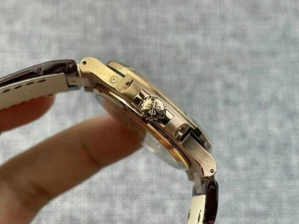 Patek Philippe Nautilus 5712 Moonphase Rose Gold Black Dial Watch - Image 4