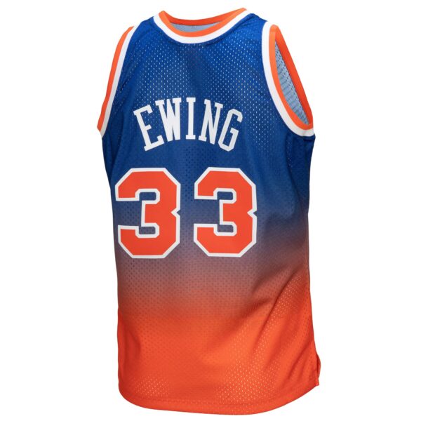 Patrick Ewing New York Knicks Mitchell & Ness 1991/92 Hardwood Classics Fadeaway Swingman Player Jersey - Orange/Royal - Image 4