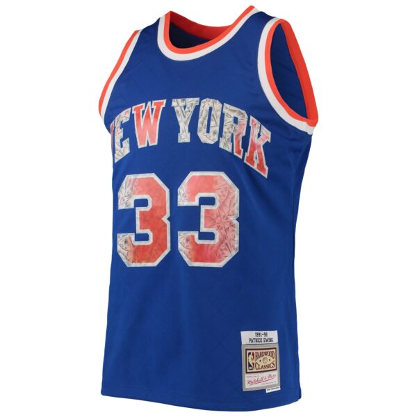 Patrick Ewing New York Knicks Mitchell & Ness 1991/92 Hardwood Classics NBA 75th Anniversary Diamond Swingman Jersey - Blue - Image 3