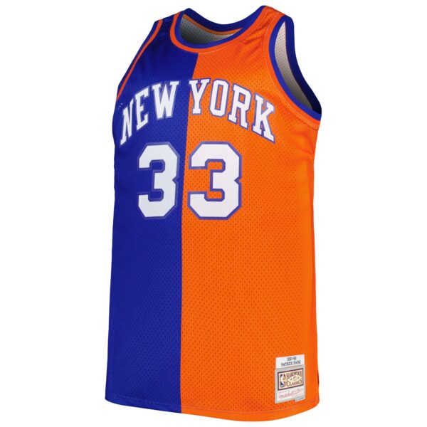 Patrick Ewing New York Knicks Mitchell & Ness Big & Tall Hardwood Classics 1991/92 Split Swingman Jersey - Blue/Orange - Image 3
