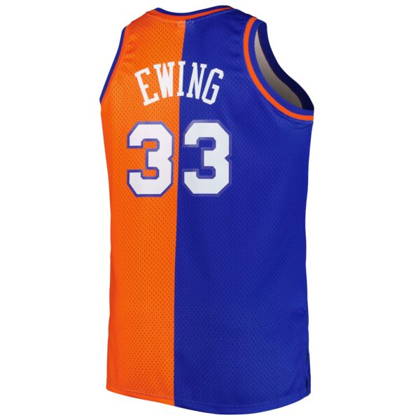 Patrick Ewing New York Knicks Mitchell & Ness Big & Tall Hardwood Classics 1991/92 Split Swingman Jersey - Blue/Orange - Image 4