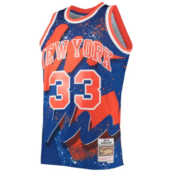 Patrick Ewing New York Knicks Mitchell & Ness Hardwood Classics 1991/92 Hyper Hoops Swingman Jersey - Blue - Image 3