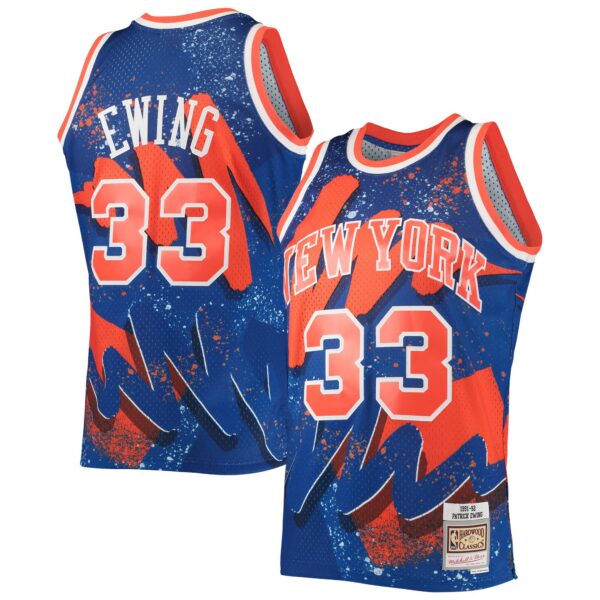 Patrick Ewing New York Knicks Mitchell & Ness Hardwood Classics 1991/92 Hyper Hoops Swingman Jersey - Blue - Image 2