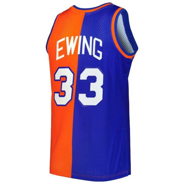 Patrick Ewing New York Knicks Mitchell & Ness Hardwood Classics 1991/92 Split Swingman Jersey - Blue/Orange - Image 4