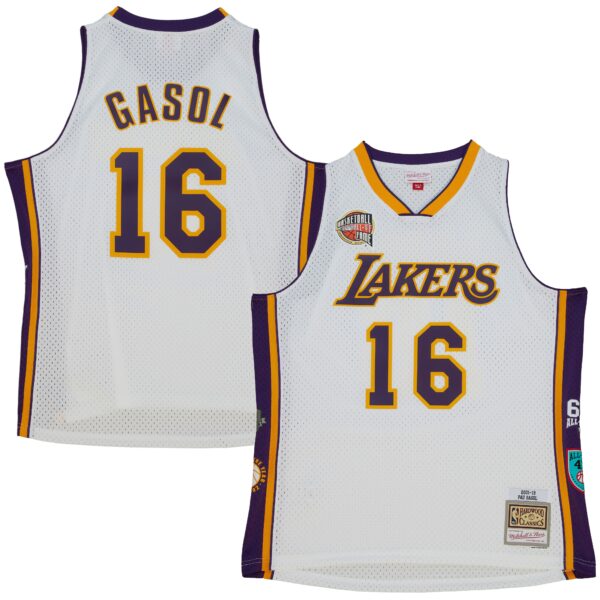 Pau Gasol Los Angeles Lakers Mitchell & Ness Unisex Hall of Fame Class of 2023 Throwback Swingman Jersey - White - Image 2