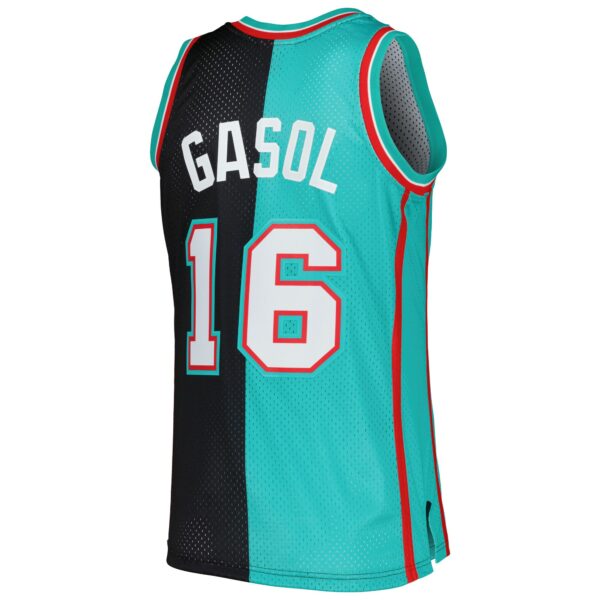 Pau Gasol Memphis Grizzlies Mitchell & Ness Hardwood Classics 2001/02 Split Swingman Jersey - Black/Turquoise - Image 4