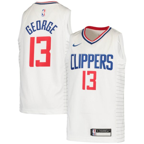 Paul George LA Clippers Nike Youth 2020/21 Swingman Jersey - Association Edition - White - Image 2
