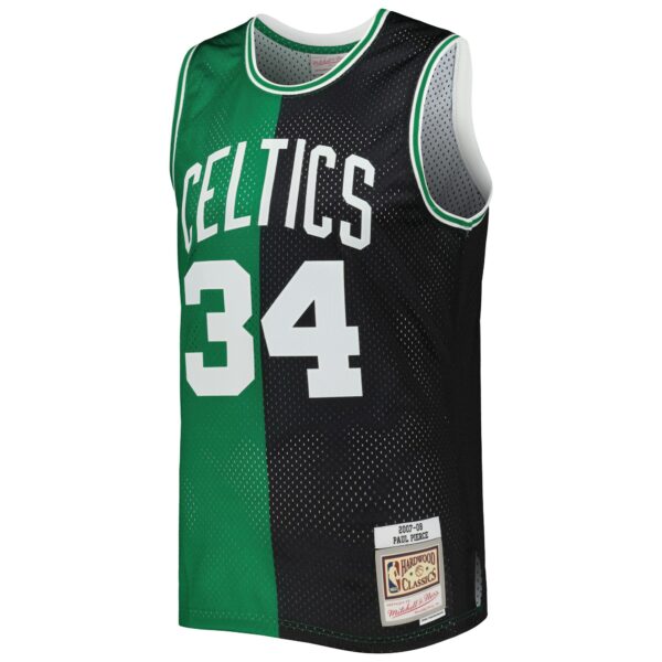 Paul Pierce Boston Celtics Mitchell & Ness Hardwood Classics 2007/08 Split Swingman Jersey - Black/Kelly Green - Image 3