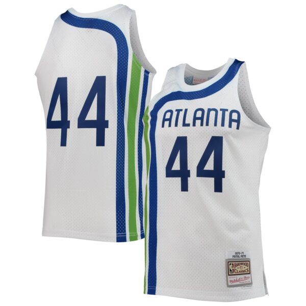 Pete Maravich Atlanta Hawks Mitchell & Ness 1970/71 Hardwood Classics Swingman Jersey - White - Image 2