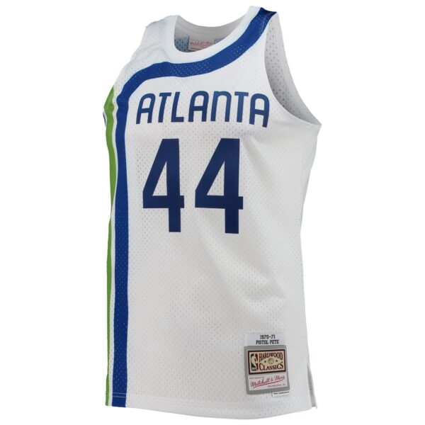 Pete Maravich Atlanta Hawks Mitchell & Ness 1970/71 Hardwood Classics Swingman Jersey - White - Image 3