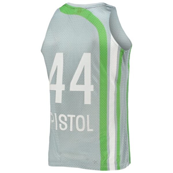 Pete Maravich Atlanta Hawks Mitchell & Ness 75th Anniversary 1971/72 Hardwood Classics Swingman Jersey - Silver - Image 4