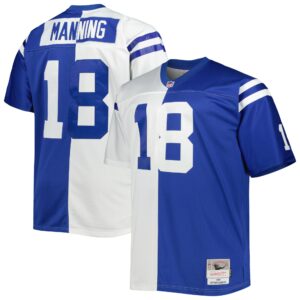 Peyton Manning Indianapolis Colts Mitchell & Ness Big & Tall Split Legacy Retired Player Replica Jersey - White-Royal