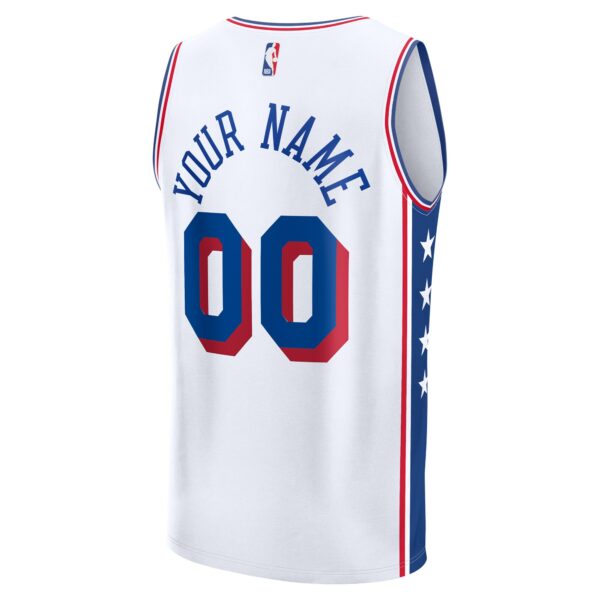 Philadelphia 76ers Fanatics Youth Custom Fast Break Jersey - White - Association Edition - Image 4