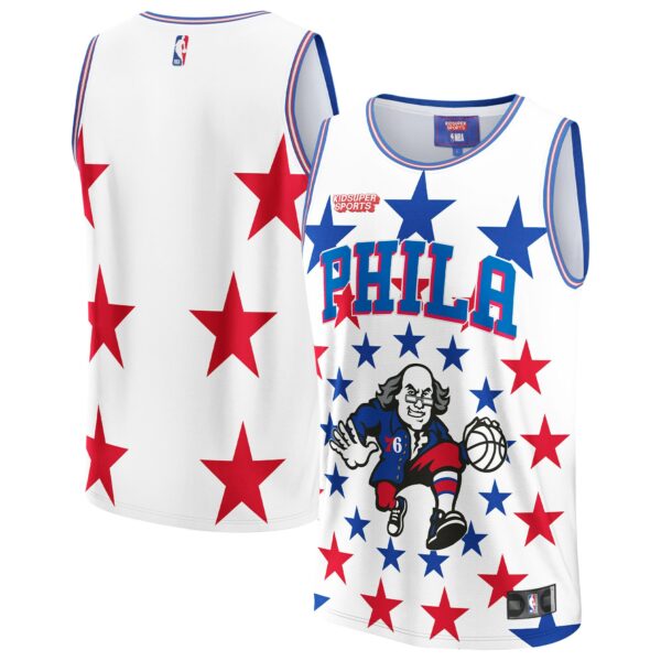 Philadelphia 76ers NBA & KidSuper Studios by Fanatics Unisex Hometown Jersey - White - Image 2