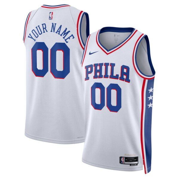 Philadelphia 76ers Nike Unisex 2022/23 Swingman Custom Jersey White - Association Edition - Image 2