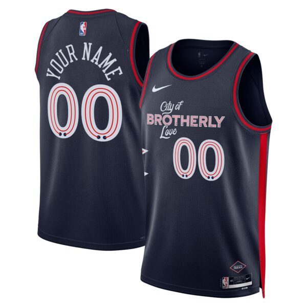 Philadelphia 76ers Nike Unisex 2023/24 Custom Swingman Jersey - Navy - City Edition - Image 2