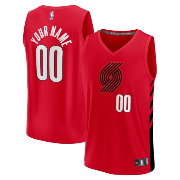 Portland Trail Blazers Fanatics  Fast Break Custom Replica Jersey - Red - Statement Edition - Image 2