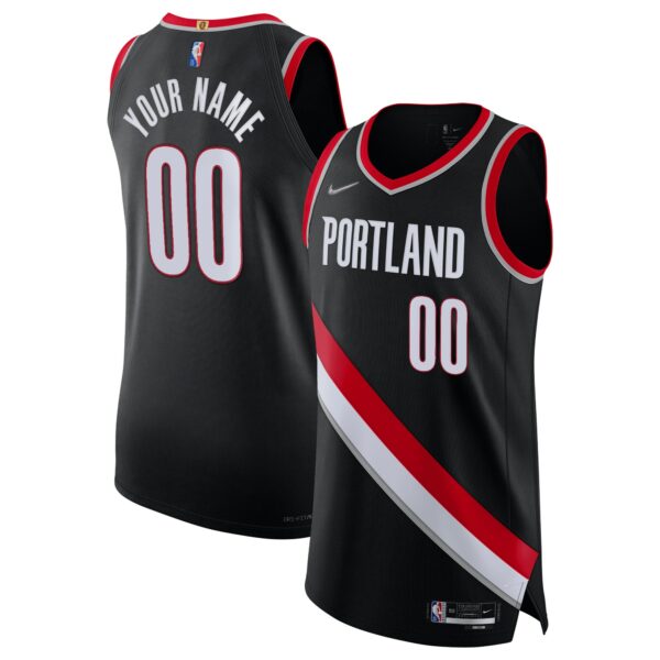 Portland Trail Blazers Nike 2021/22 Diamond Authentic Custom Jersey - Icon Edition - Black - Image 2