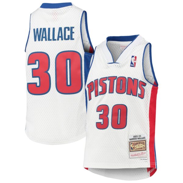 Rasheed Wallace Detroit Pistons Mitchell & Ness Youth 2003/04 Hardwood Classics Swingman Jersey - White - Image 2