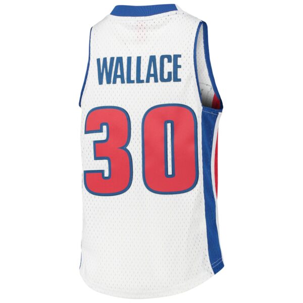 Rasheed Wallace Detroit Pistons Mitchell & Ness Youth 2003/04 Hardwood Classics Swingman Jersey - White - Image 4