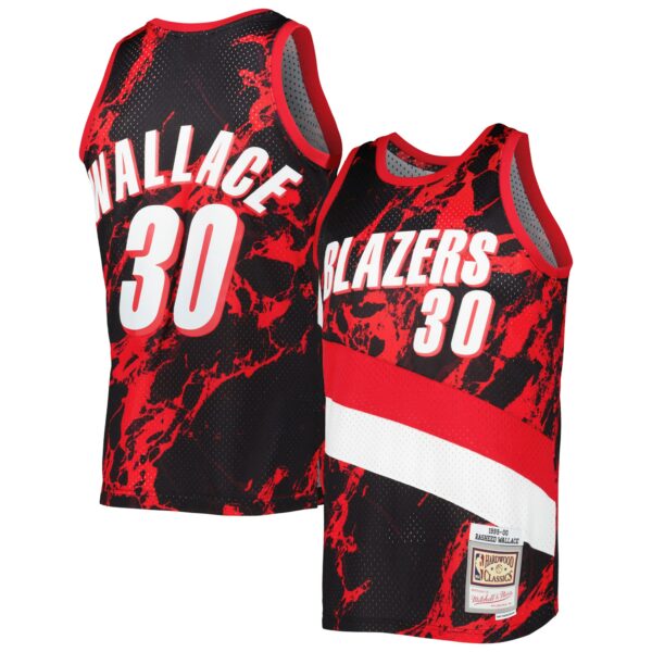 Rasheed Wallace Portland Trail Blazers Mitchell & Ness 1999/00 Hardwood Classics Marble Swingman Jersey - Black - Image 2