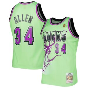 Ray Allen Milwaukee Bucks Mitchell & Ness 1996-97 Hardwood Classics Reload 3.0 Swingman Jersey - Green