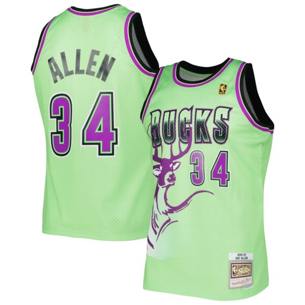 Ray Allen Milwaukee Bucks Mitchell & Ness 1996-97 Hardwood Classics Reload 3.0 Swingman Jersey - Green