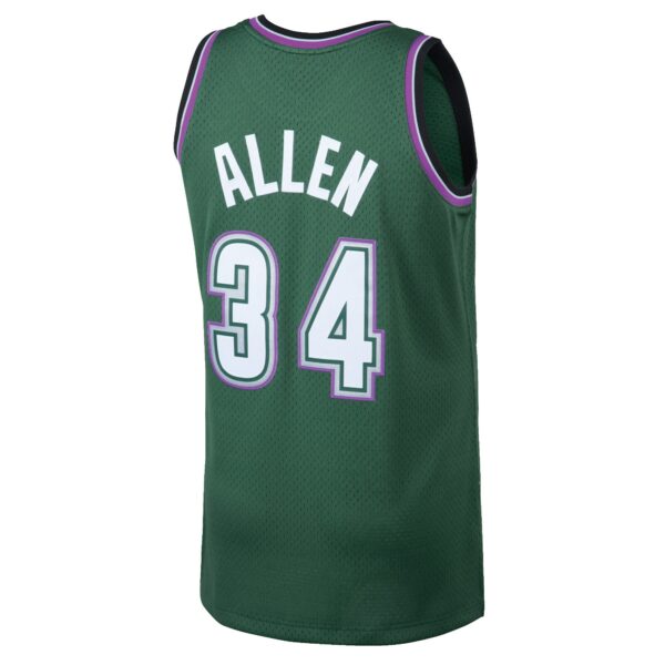 Ray Allen Milwaukee Bucks Mitchell & Ness 1996/97 Hardwood Classics Swingman Jersey - Kelly Green - Image 4
