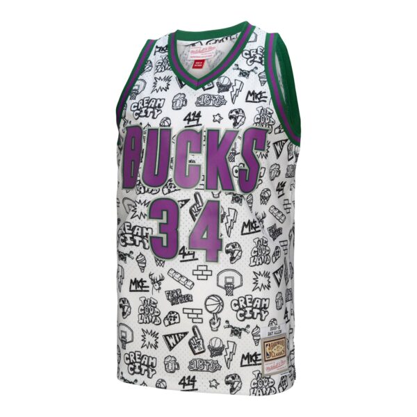 Ray Allen Milwaukee Bucks Mitchell & Ness 2000/01 Swingman Jersey - White - Image 3