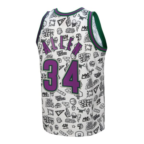 Ray Allen Milwaukee Bucks Mitchell & Ness 2000/01 Swingman Jersey - White - Image 4