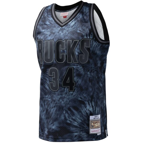 Ray Allen Milwaukee Bucks Mitchell & Ness Hardwood Classics 1996/97 Tie-Dye Swingman Jersey - Black - Image 3