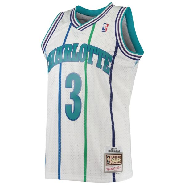 Rex Chapman Charlotte Hornets Mitchell & Ness 1988/89 Hardwood Classics Swingman Jersey - White - Image 3