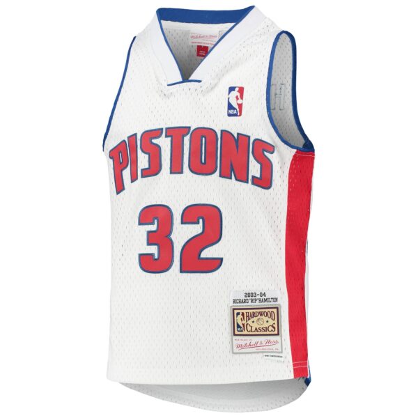 Richard Hamilton Detroit Pistons Mitchell & Ness Youth 2003/04 Hardwood Classics Swingman Jersey - White - Image 3